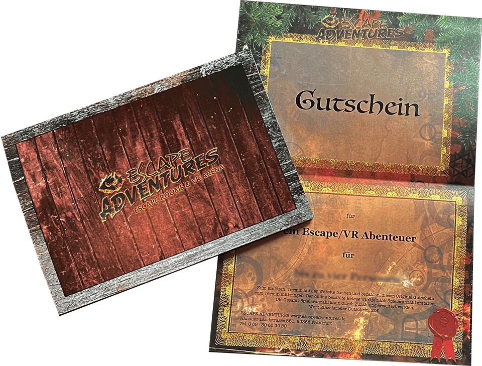 Escape Room Gutschein mit Geschenkbox